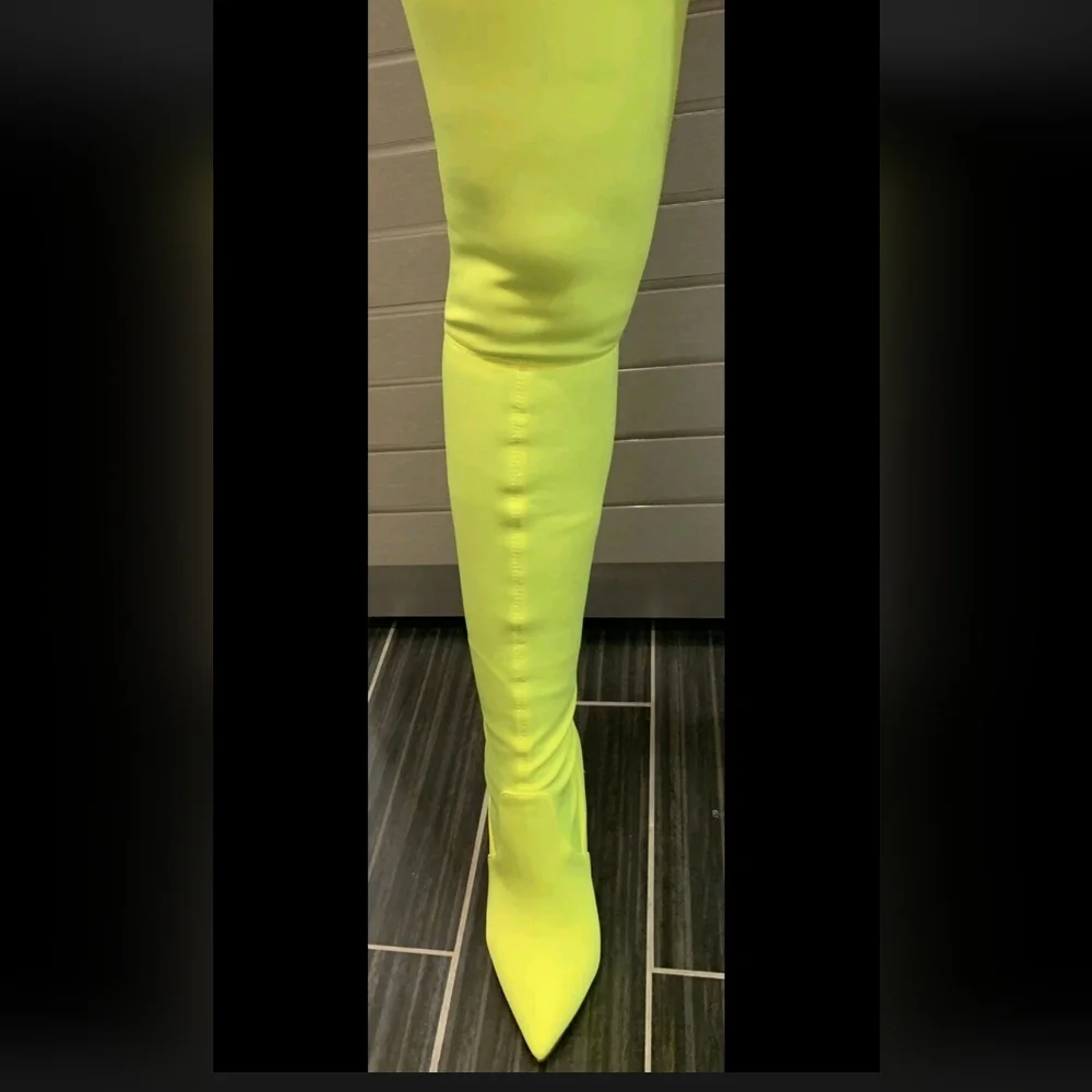 Steve Madden Bright Green Over the Knee Boots - Picture 4 of 10